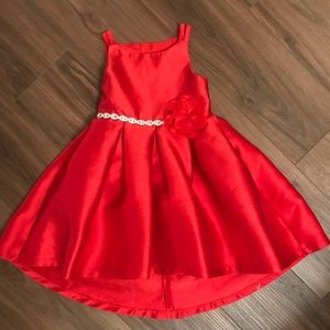 Beautiful red satin high-low Holiday Dress